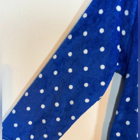 George Women’s Fleece Polka Dot Robe Size 1X–2X Navy Blue - Picture 4 of 8